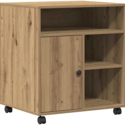 vidaXL Printerstand met opslag artisanaal eikenkleurig 60 x 50 x 67 cm