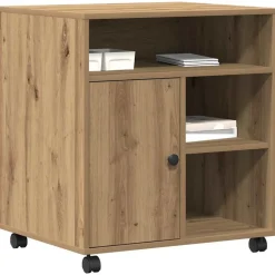 vidaXL Printerstand met opslag artisanaal eikenkleurig 60 x 50 x 67 cm