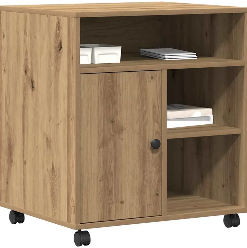 vidaXL Printerstand met opslag artisanaal eikenkleurig 60 x 50 x 67 cm