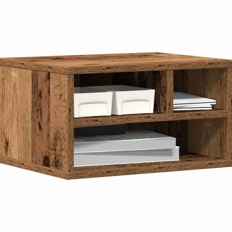 vidaXL Printerstand met opslag Oudhout 40 x 32 x 22,5 cm Bewerkt hout
