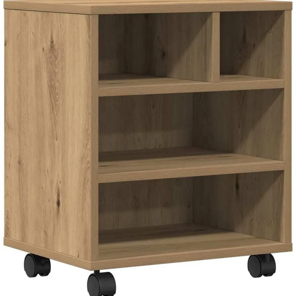 vidaXL Printerstand met opslag artisanaal eikenkleurig 41 x 32 x 48 cm