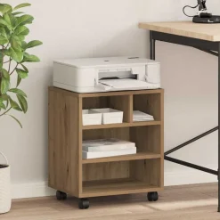 vidaXL Printerstand met opslag artisanaal eikenkleurig 41 x 32 x 48 cm