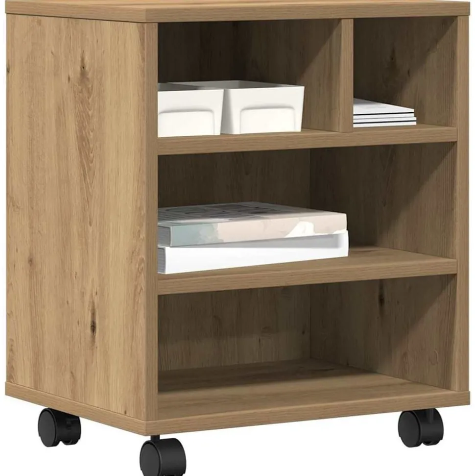 vidaXL Printerstand met opslag artisanaal eikenkleurig 41 x 32 x 48 cm