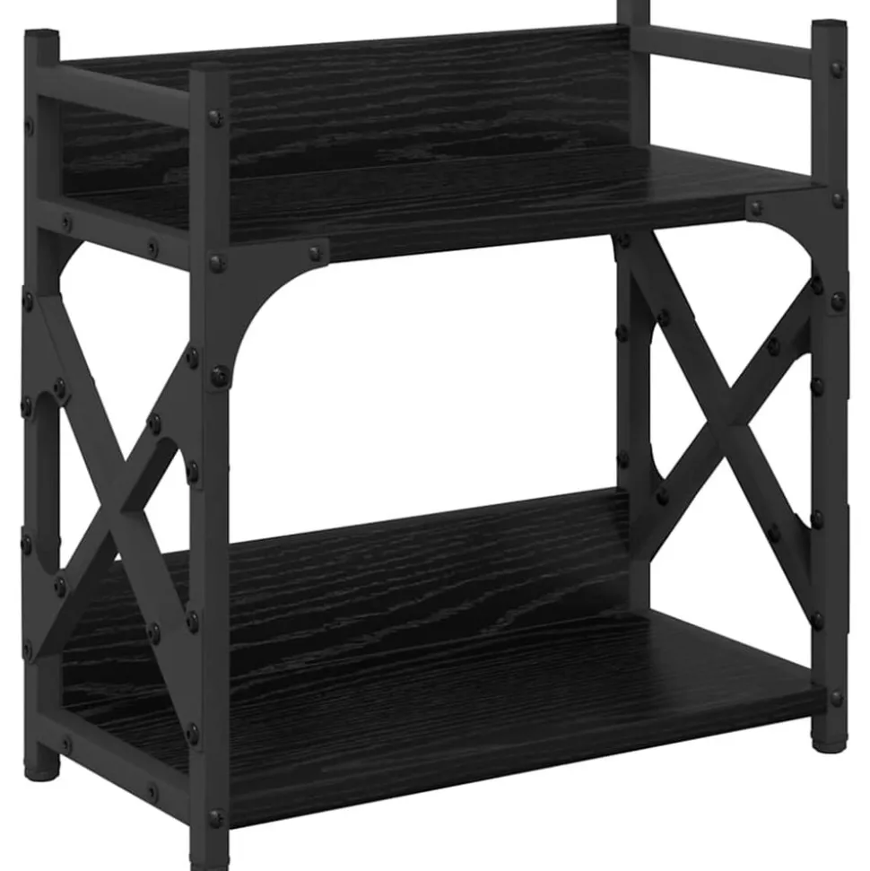 vidaXL Printerstand Zwart Eiken 40 x 20 x 40 cm Bewerkt hout