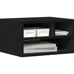 vidaXL Printerstand Zwart Eiken 40 x 32 x 22,5 cm Bewerkt hout