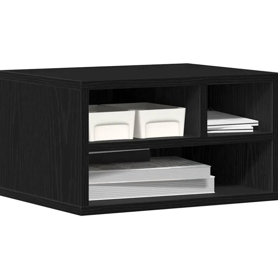 vidaXL Printerstand Zwart Eiken 40 x 32 x 22,5 cm Bewerkt hout