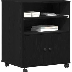 vidaXL Printerstand Zwart Eiken 60 x 48 x 74 cm Bewerkt hout