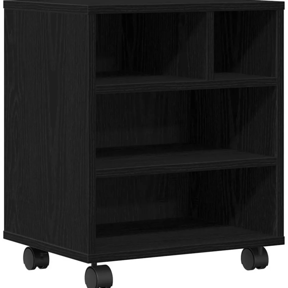 vidaXL Printerstand Zwart Eiken 41 x 32 x 48 cm Bewerkt hout
