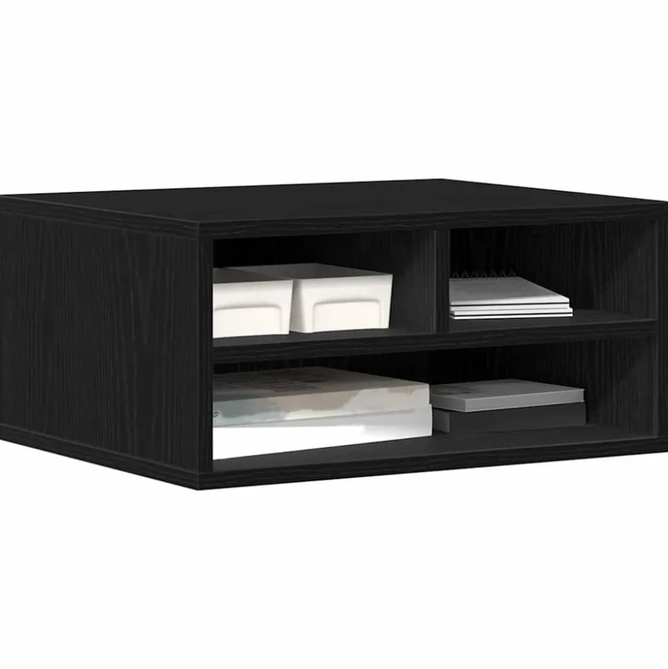 vidaXL Printerstand Zwart Eiken 49 x 40 x 22.5 cm Bewerkt hout