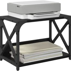 vidaXL Printerstand Zwart Eiken 44 x 26 x 31,5 cm Bewerkt hout