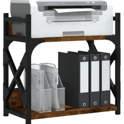 vidaXL Printerstandaard 2-laags 40x20x40 cm bewerkt hout gerookt eiken