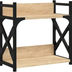 vidaXL Printerstandaard 2-laags 40x20x40 cm bewerkt hout sonoma eiken