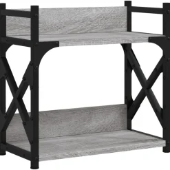 vidaXL Printerstandaard 2-laags 40x20x40 cm bewerkt hout grijs sonoma