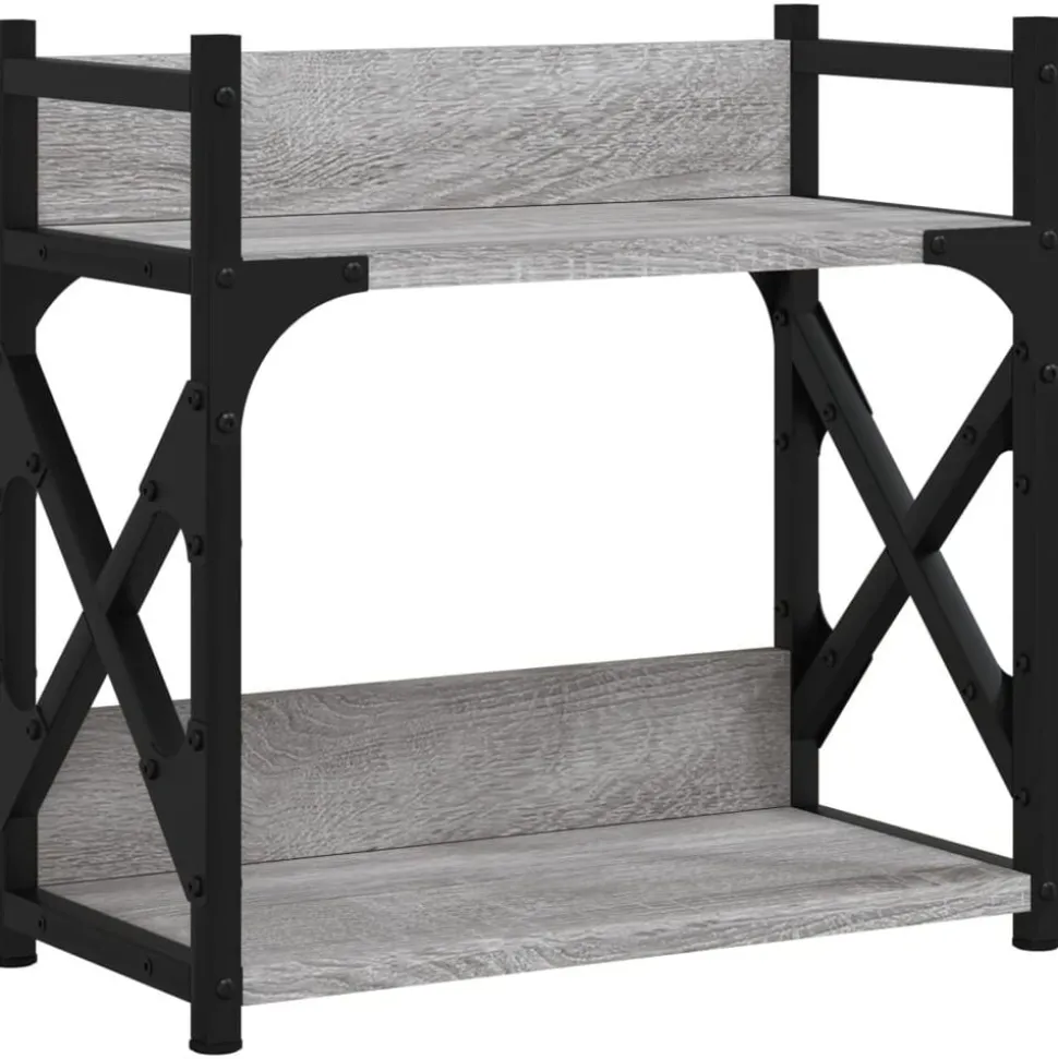 vidaXL Printerstandaard 2-laags 40x20x40 cm bewerkt hout grijs sonoma