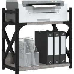 vidaXL Printerstandaard 2-laags 40x20x40 cm bewerkt hout grijs sonoma