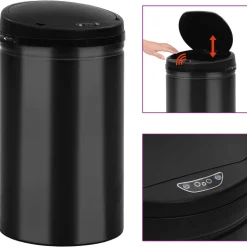 vidaXL Prullenbak met automatische sensor 40 L koolstofstaal zwart