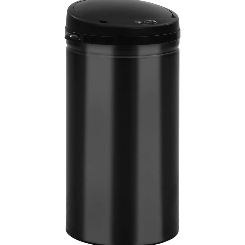 vidaXL Prullenbak met automatische sensor 50 L koolstofstaal zwart