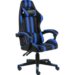 vidaXL Racestoel kunstleer zwart en blauw