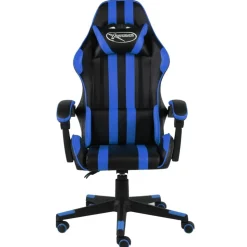 vidaXL Racestoel kunstleer zwart en blauw