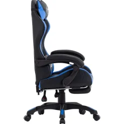 vidaXL Racestoel met voetensteun kunstleer blauw en zwart