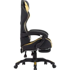 vidaXL Racestoel met voetensteun kunstleer goudkleurig en zwart
