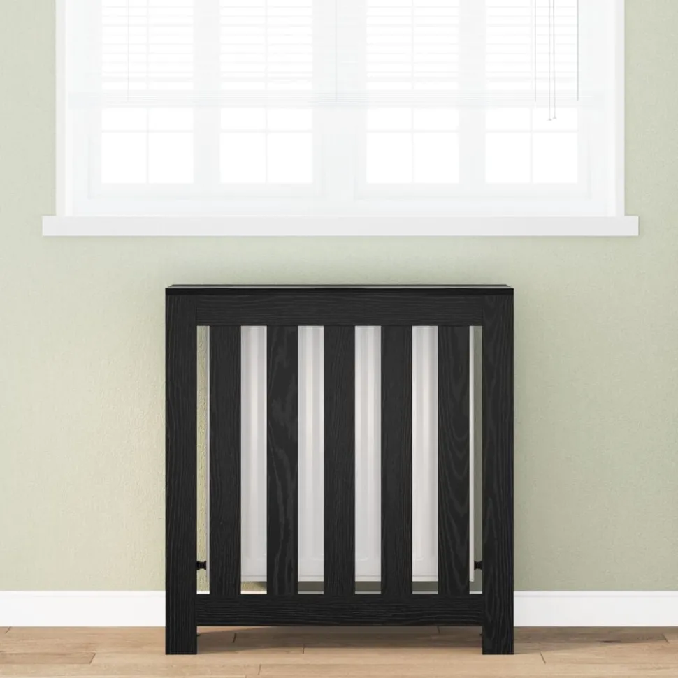 vidaXL Radiatorafdekking Zwart Eiken 78 x 20 x 82 cm Bewerkt hout