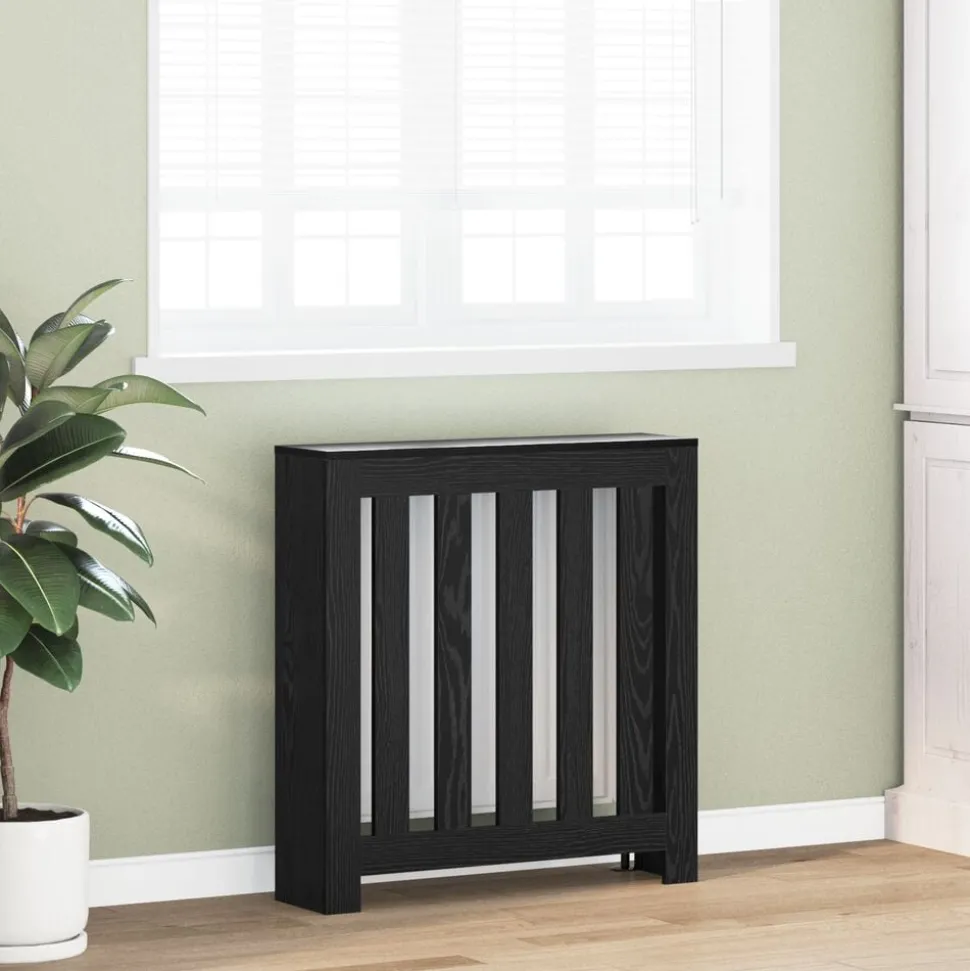vidaXL Radiatorafdekking Zwart Eiken 78 x 20 x 82 cm Bewerkt hout