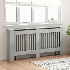 vidaXL Radiatorafdekking Beton Grijs 172 x 19 x 81,5 cm Bewerkt hout