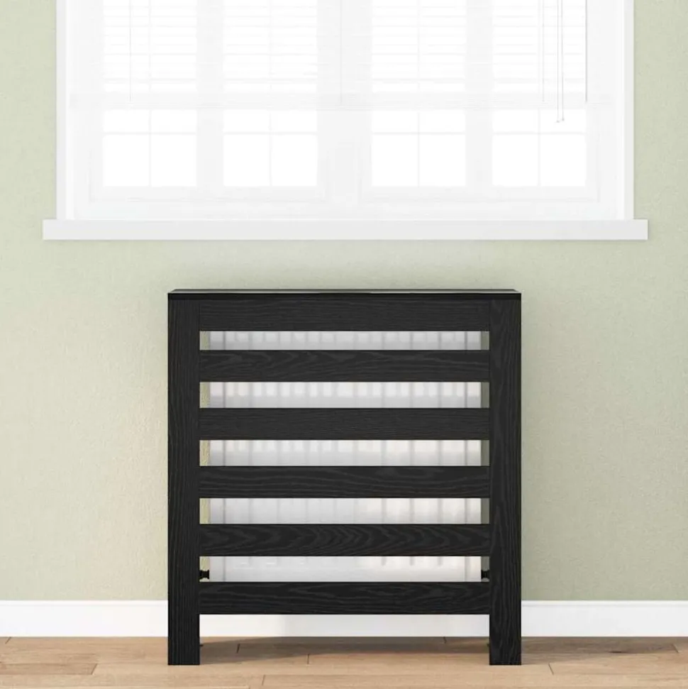 vidaXL Radiatorafdekking Zwart Eiken 78 x 20 x 82 cm Bewerkt hout