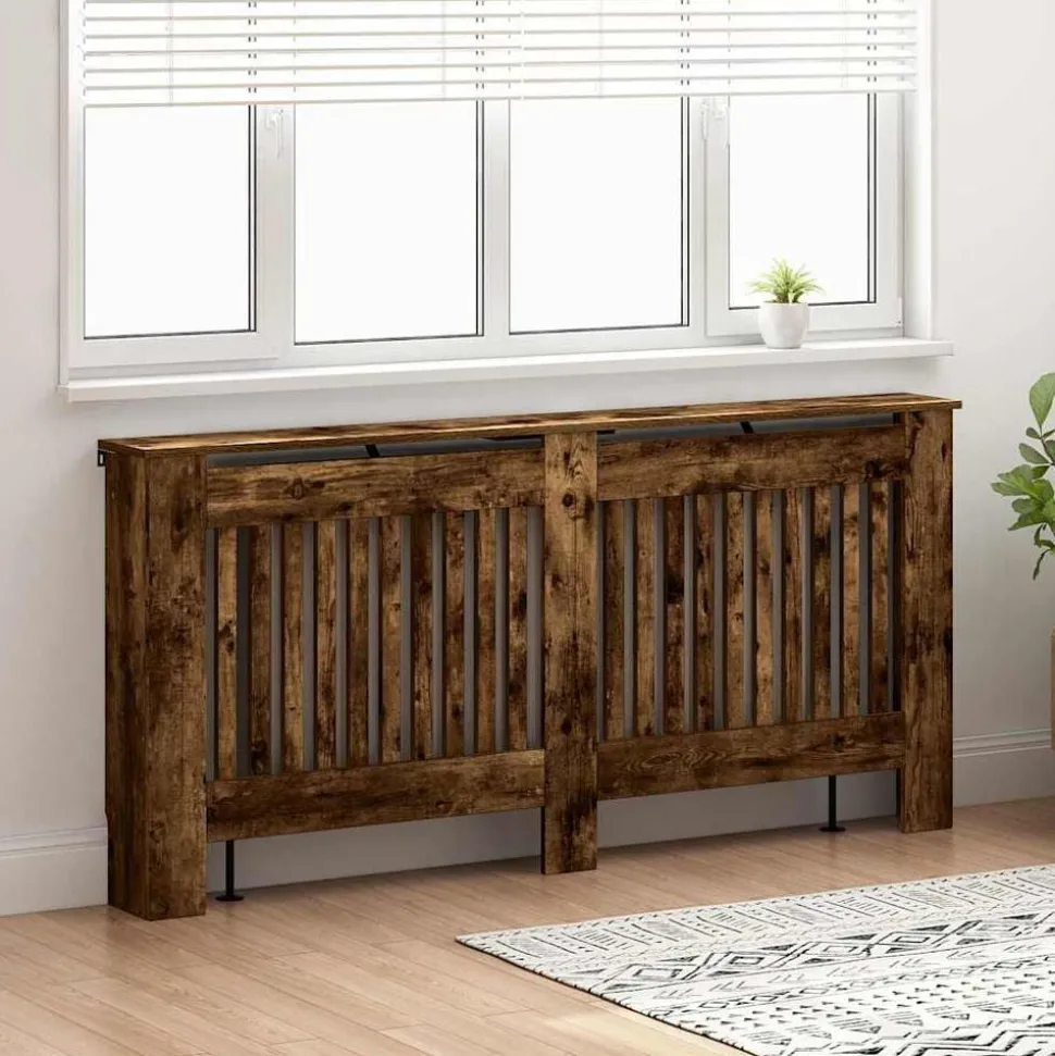 vidaXL Radiatorafdekking Gerookt eiken 172 x 19 x 81,5 cm Bewerkt hout