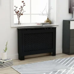 vidaXL Radiatorombouw 112x19x81,5 cm MDF zwart