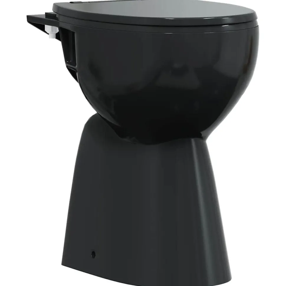 vidaXL Randloos Toilet 7 cm extra hoogte soft-close keramiek zwart