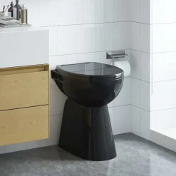 vidaXL Randloos Toilet 7 cm extra hoogte soft-close keramiek zwart