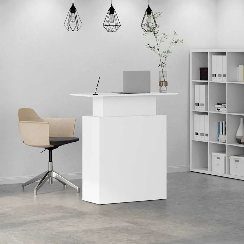 vidaXL Receptiebalie Wit 100x40x104 cm Bewerkt Hout