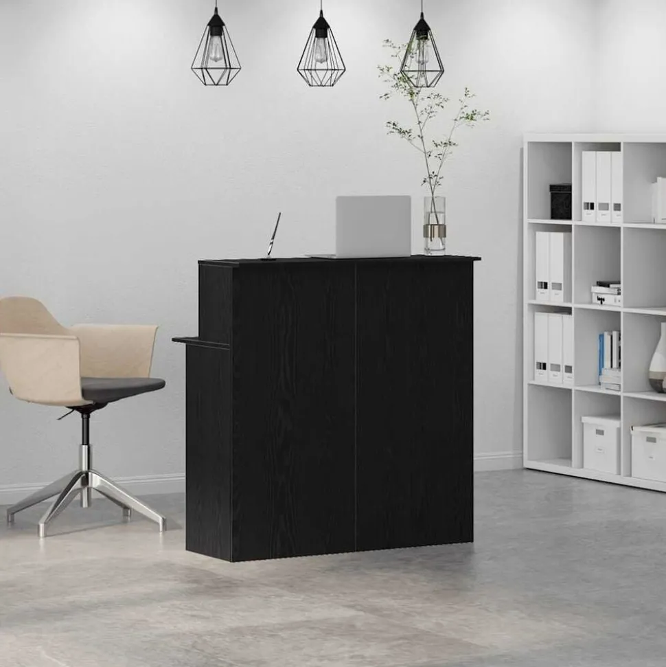 vidaXL Receptiebalie 100x50x103,5 cm bewerkt hout zwart