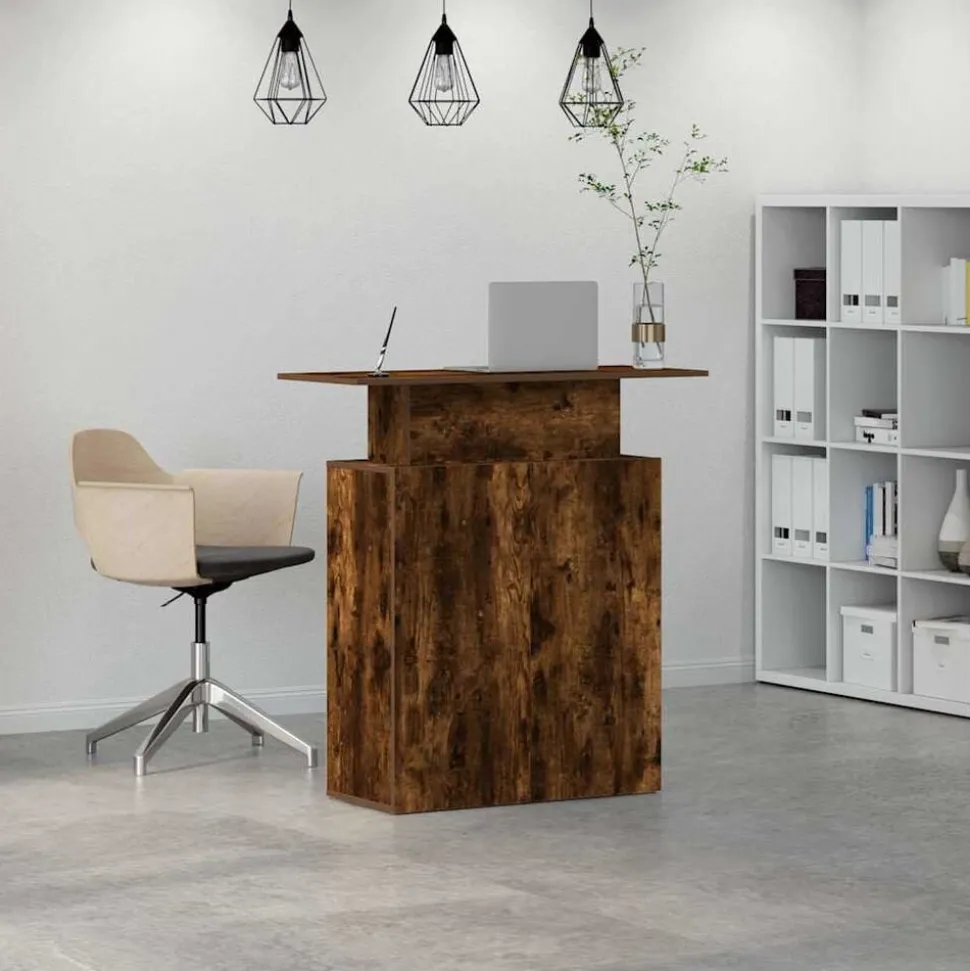 vidaXL Receptiebalie 100x40x104 cm bewerkt hout gerookt eikenkleurig