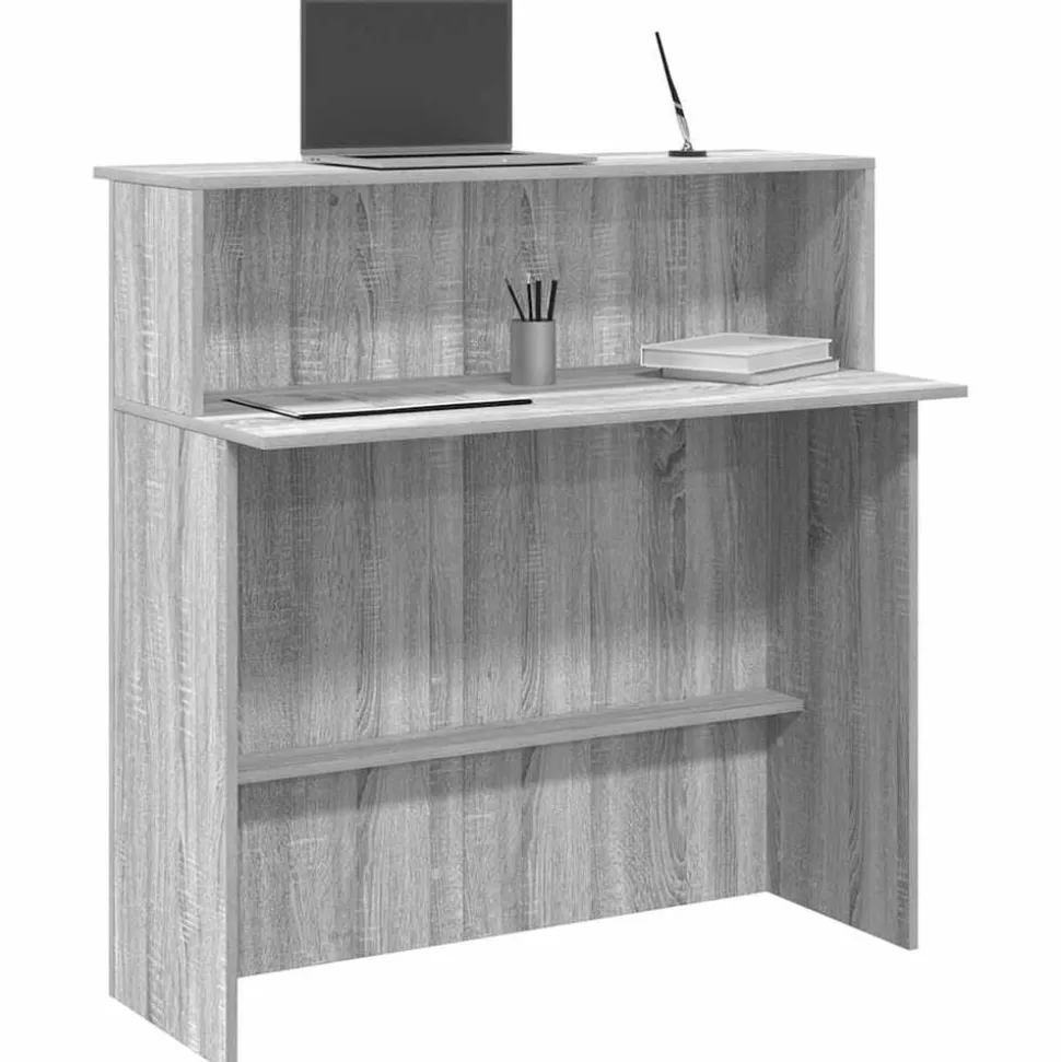vidaXL Receptiebalie 100x50x103,5 cm bewerkt hout grijs sonoma eiken