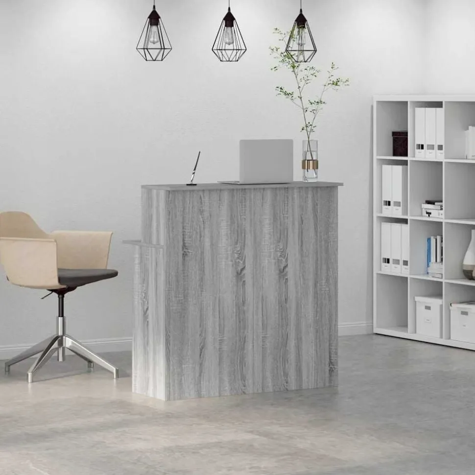 vidaXL Receptiebalie 100x50x103,5 cm bewerkt hout grijs sonoma eiken