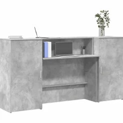 vidaXL Receptiebalie 200x50x103,5 cm bewerkt hout betongrijs