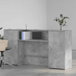 vidaXL Receptiebalie 200x50x103,5 cm bewerkt hout betongrijs