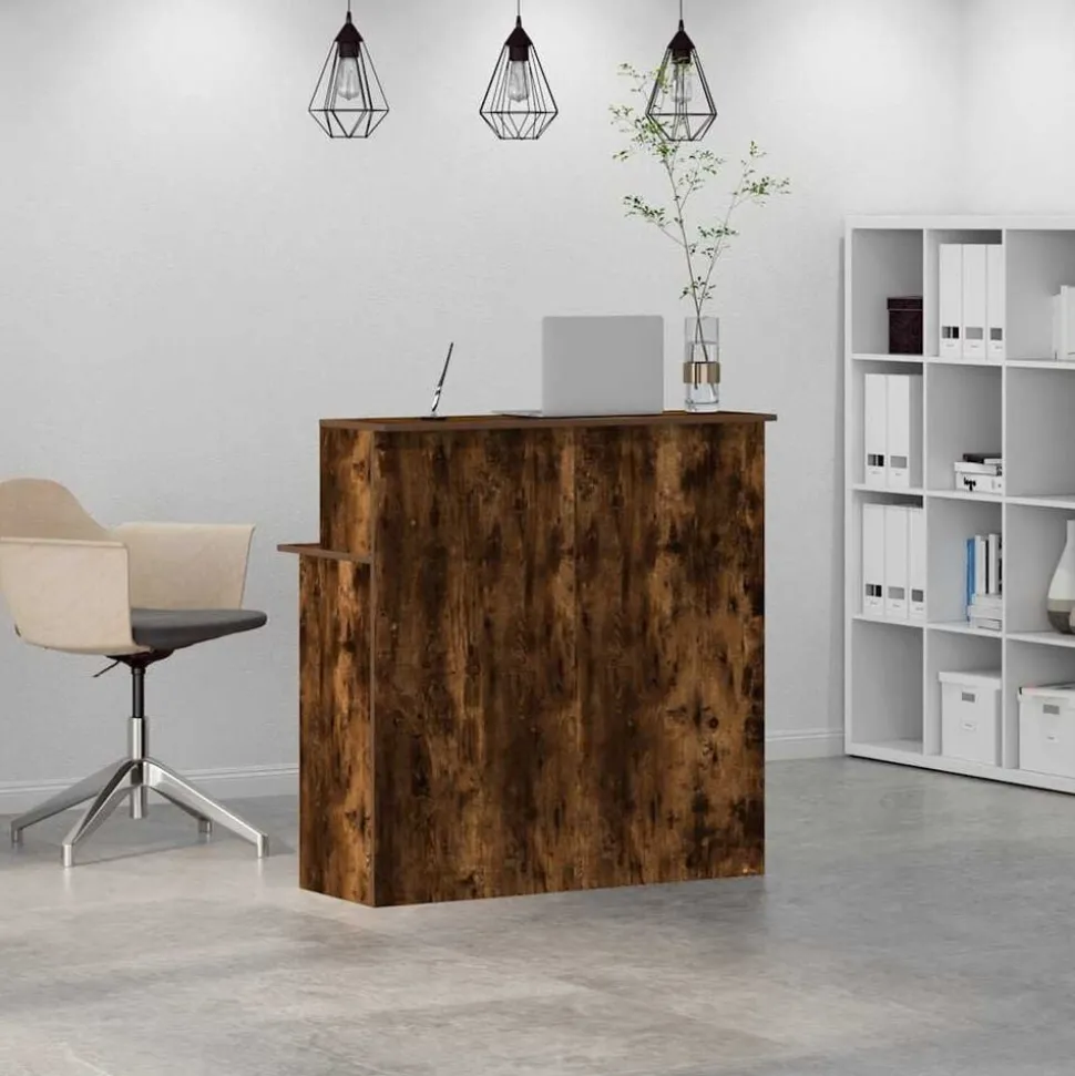 vidaXL Receptiebalie 100x50x103,5 cm bewerkt hout gerookt eikenkleurig