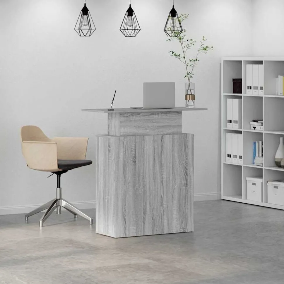 vidaXL Receptiebalie 100x40x104 cm bewerkt hout grijs sonoma eiken