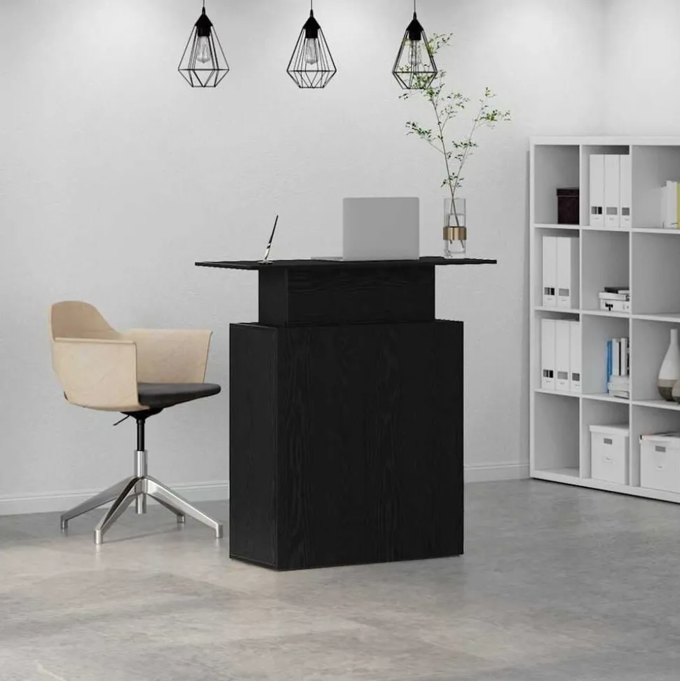 vidaXL Receptiebalie zwart 100x40x104 cm bewerkt hout