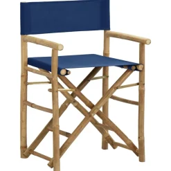 vidaXL Regisseursstoelen 2 st inklapbaar blauw bamboe en stof