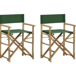 vidaXL Regisseursstoelen 2 st inklapbaar groen bamboe en stof