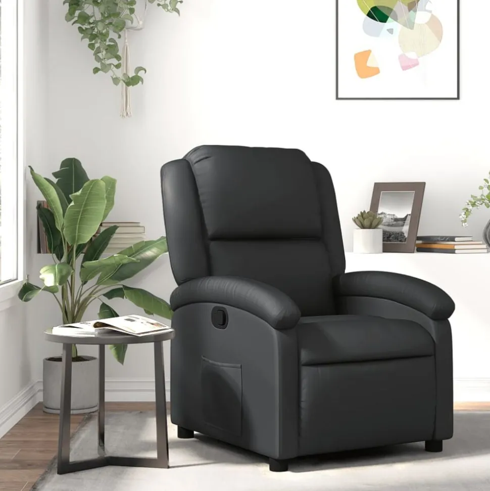 vidaXL Relaxfauteuil Zwart Echt Leer