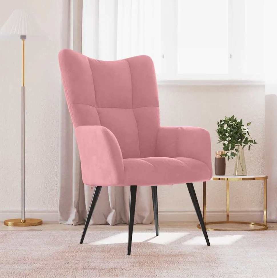 vidaXL Relaxstoel fluweel roze