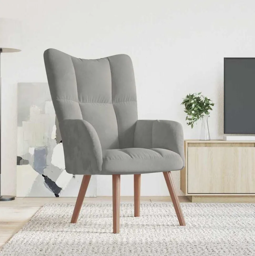 vidaXL Relaxstoel fluweel lichtgrijs