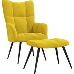 vidaXL Relaxstoel met kruk mosterdgeel fluweel