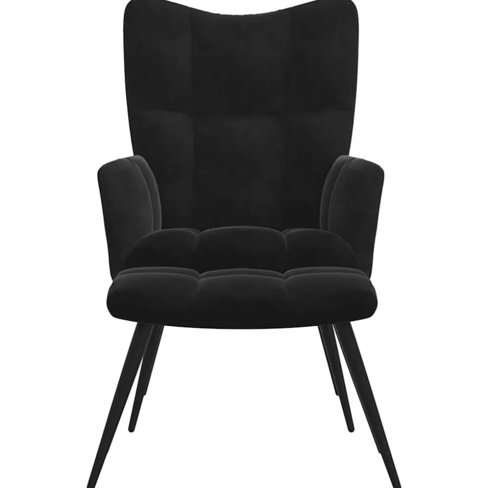 vidaXL Relaxstoel met kruk zwart fluweel